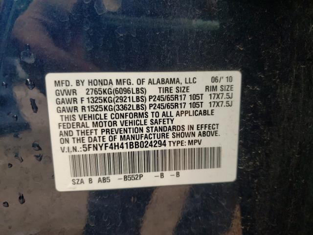 Photo 9 VIN: 5FNYF4H41BB024294 - HONDA PILOT 