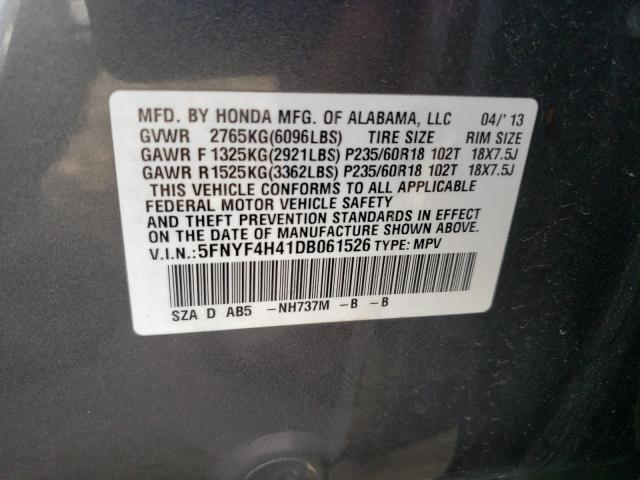 Photo 9 VIN: 5FNYF4H41DB061526 - HONDA PILOT EX 