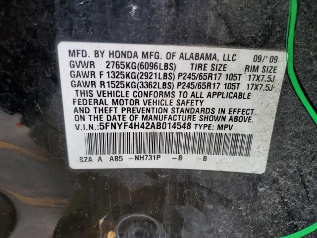 Photo 12 VIN: 5FNYF4H42AB014548 - HONDA PILOT EX 