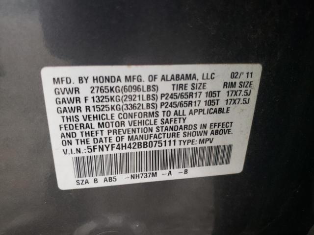 Photo 12 VIN: 5FNYF4H42BB075111 - HONDA PILOT EX 