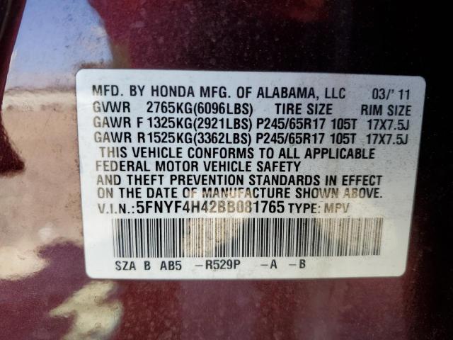 Photo 13 VIN: 5FNYF4H42BB081765 - HONDA PILOT 