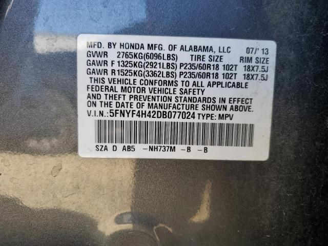 Photo 12 VIN: 5FNYF4H42DB077024 - HONDA PILOT EX 