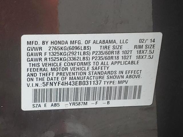 Photo 12 VIN: 5FNYF4H43EB031137 - HONDA PILOT 