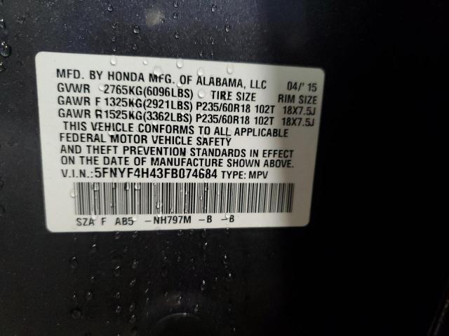 Photo 13 VIN: 5FNYF4H43FB074684 - HONDA PILOT EX 