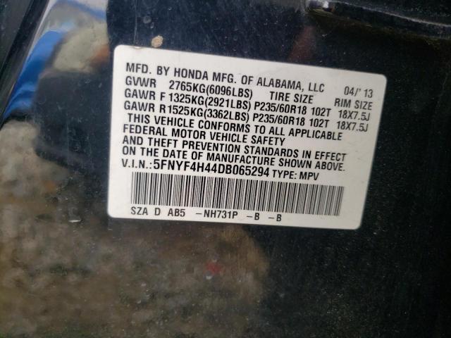 Photo 9 VIN: 5FNYF4H44DB065294 - HONDA PILOT EX 