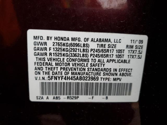 Photo 11 VIN: 5FNYF4H45AB023969 - HONDA PILOT 