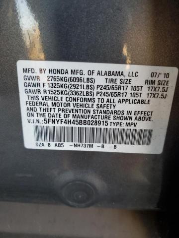 Photo 12 VIN: 5FNYF4H45BB028915 - HONDA PILOT 