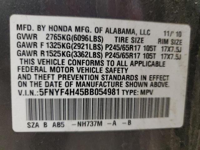 Photo 12 VIN: 5FNYF4H45BB054981 - HONDA PILOT EX 