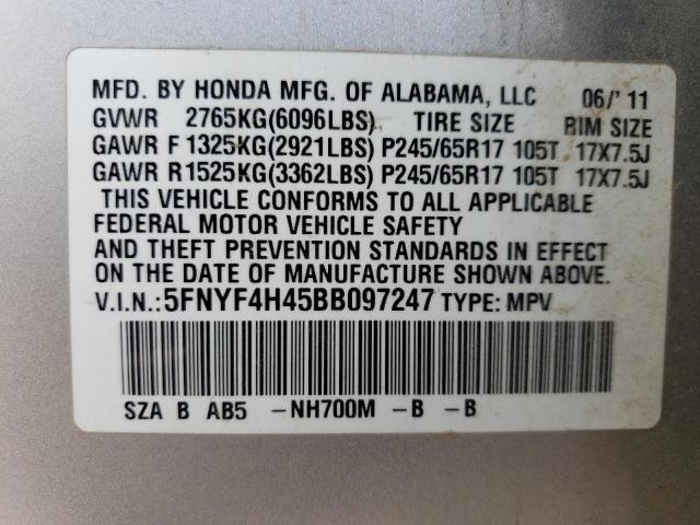 Photo 13 VIN: 5FNYF4H45BB097247 - HONDA PILOT EX 