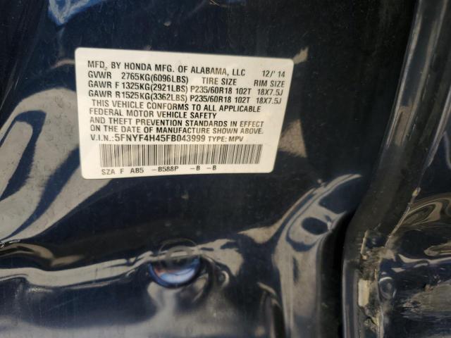 Photo 12 VIN: 5FNYF4H45FB043999 - HONDA PILOT 