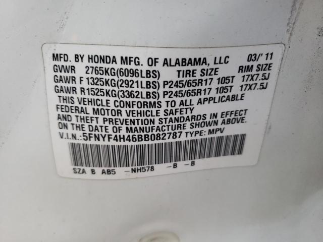 Photo 9 VIN: 5FNYF4H46BB082787 - HONDA PILOT EX 