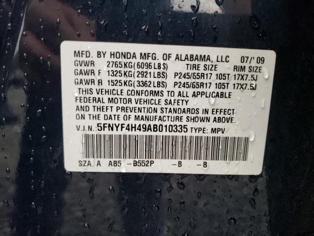 Photo 9 VIN: 5FNYF4H49AB010335 - HONDA PILOT EX 