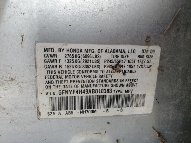 Photo 9 VIN: 5FNYF4H49AB010383 - HONDA PILOT EX 