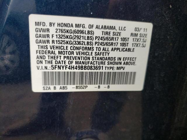 Photo 12 VIN: 5FNYF4H49BB083691 - HONDA PILOT 