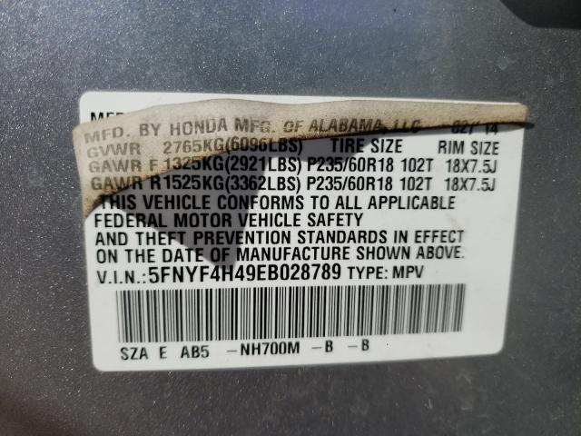 Photo 9 VIN: 5FNYF4H49EB028789 - HONDA PILOT EX 