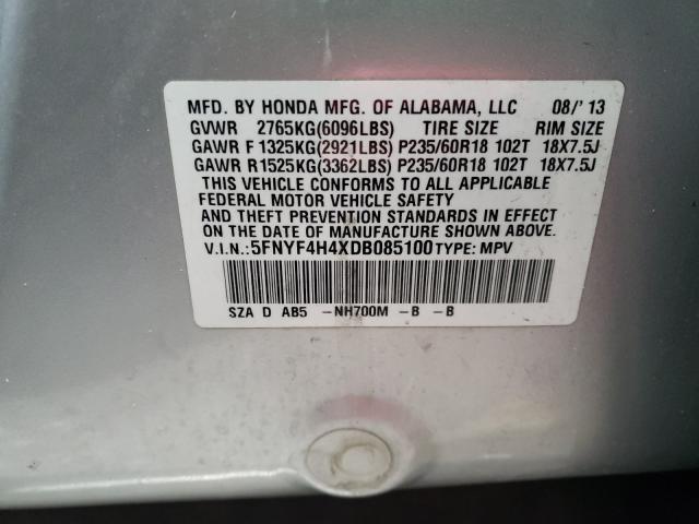 Photo 9 VIN: 5FNYF4H4XDB085100 - HONDA PILOT EX 