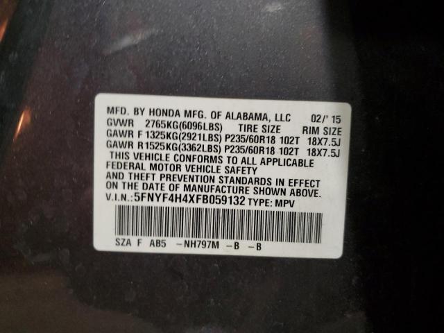 Photo 12 VIN: 5FNYF4H4XFB059132 - HONDA PILOT 