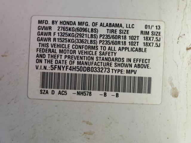 Photo 11 VIN: 5FNYF4H50DB033273 - HONDA PILOT EXL 