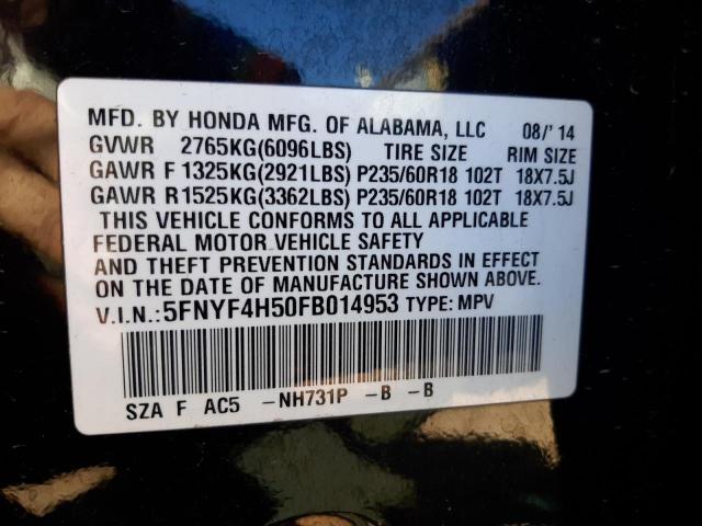 Photo 9 VIN: 5FNYF4H50FB014953 - HONDA PILOT EXL 