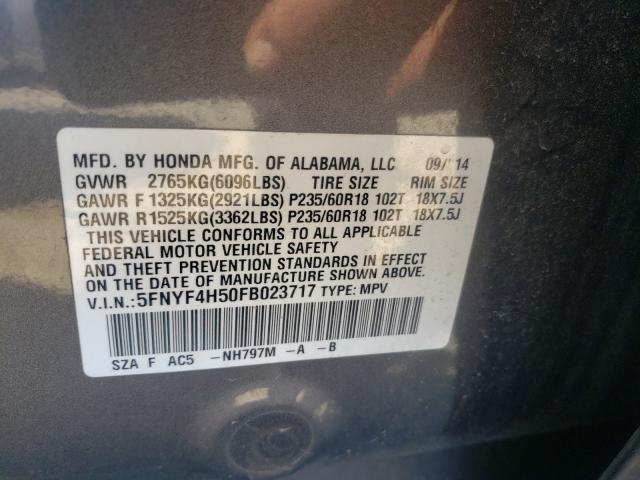 Photo 9 VIN: 5FNYF4H50FB023717 - HONDA PILOT EXL 