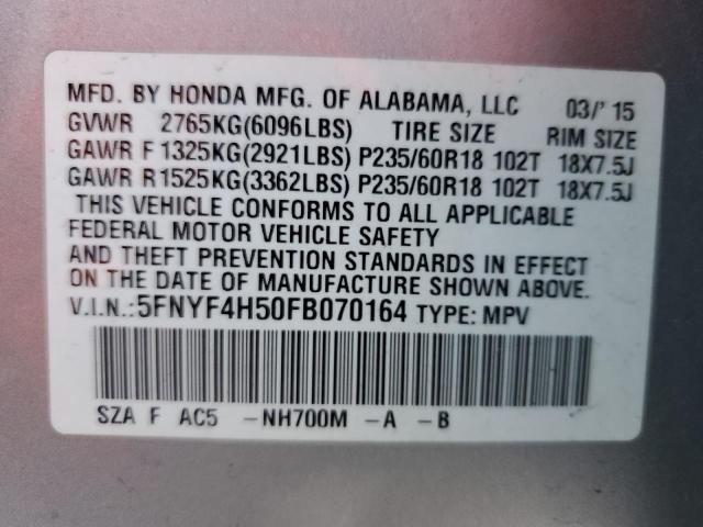 Photo 12 VIN: 5FNYF4H50FB070164 - HONDA PILOT EXL 