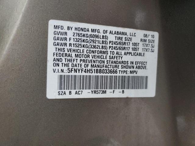 Photo 11 VIN: 5FNYF4H51BB033666 - HONDA PILOT 