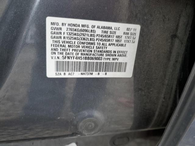 Photo 11 VIN: 5FNYF4H51BB069003 - HONDA PILOT 