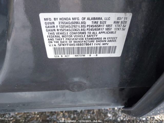 Photo 8 VIN: 5FNYF4H51BB078641 - HONDA PILOT 