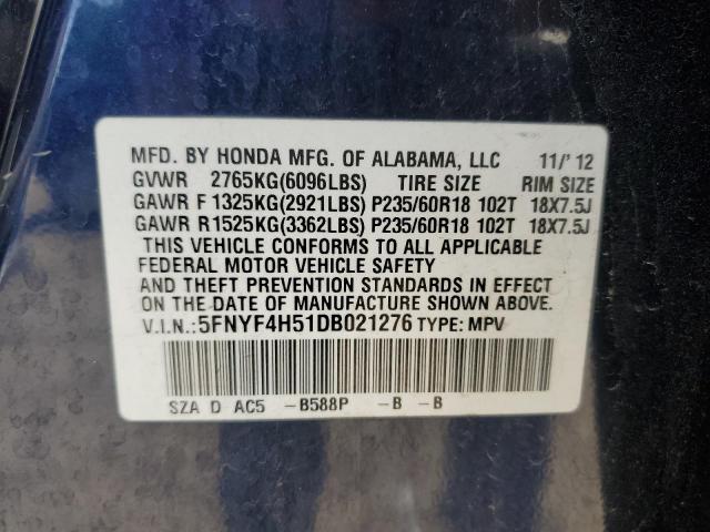 Photo 12 VIN: 5FNYF4H51DB021276 - HONDA PILOT 