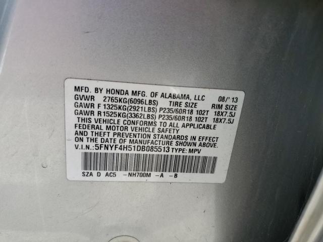 Photo 12 VIN: 5FNYF4H51DB085513 - HONDA PILOT EXL 