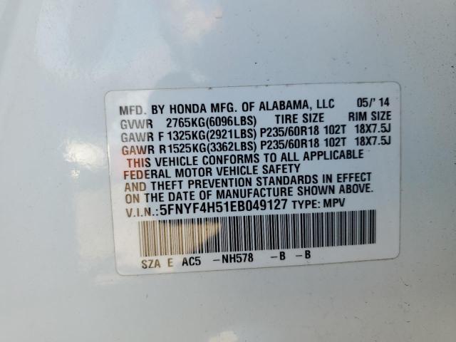 Photo 12 VIN: 5FNYF4H51EB049127 - HONDA PILOT EXL 