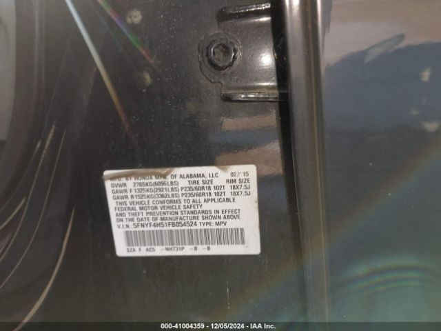 Photo 8 VIN: 5FNYF4H51FB054524 - HONDA PILOT 