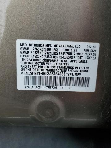 Photo 12 VIN: 5FNYF4H52AB034288 - HONDA PILOT 