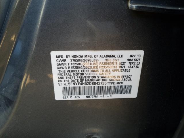 Photo 9 VIN: 5FNYF4H52DB042735 - HONDA PILOT 