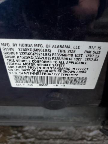 Photo 11 VIN: 5FNYF4H52FB047727 - HONDA PILOT 