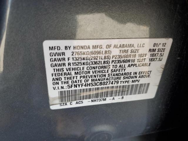 Photo 12 VIN: 5FNYF4H53CB027479 - HONDA PILOT 