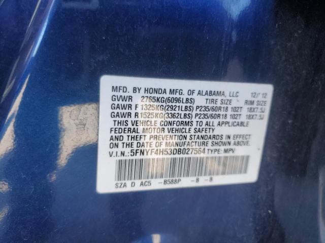 Photo 12 VIN: 5FNYF4H53DB027564 - HONDA PILOT 