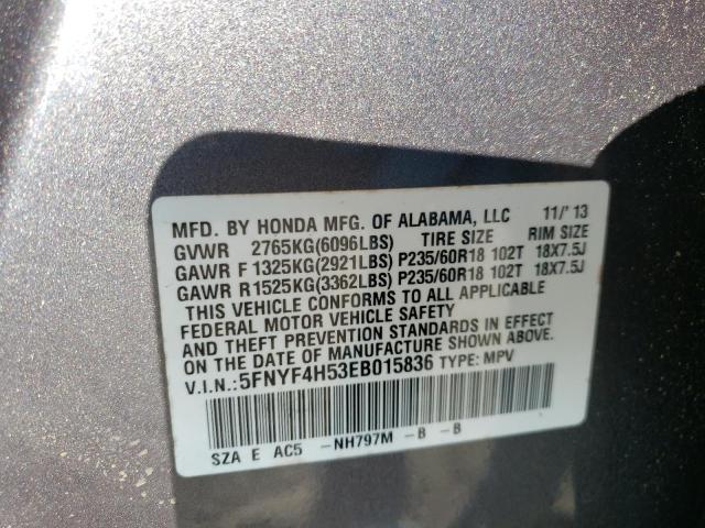 Photo 9 VIN: 5FNYF4H53EB015836 - HONDA PILOT EXL 