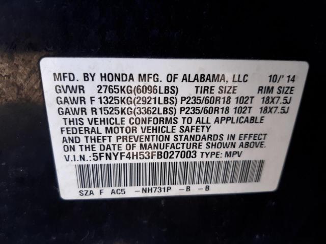 Photo 9 VIN: 5FNYF4H53FB027003 - HONDA PILOT EXL 