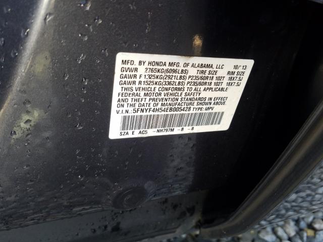 Photo 9 VIN: 5FNYF4H54EB005428 - HONDA PILOT EXL 