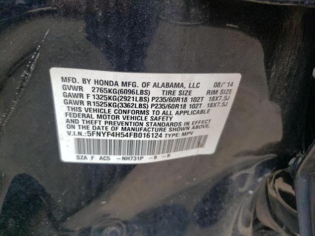 Photo 12 VIN: 5FNYF4H54FB016124 - HONDA PILOT EXL 