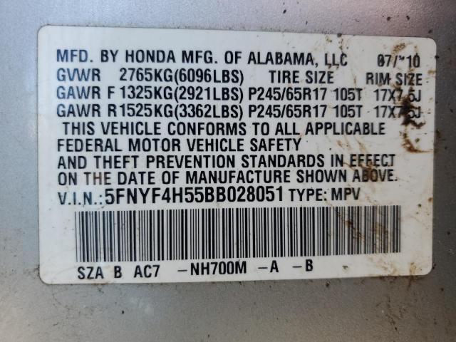 Photo 12 VIN: 5FNYF4H55BB028051 - HONDA PILOT 