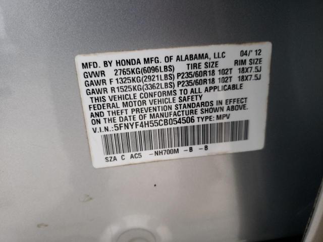 Photo 9 VIN: 5FNYF4H55CB054506 - HONDA PILOT EXL 