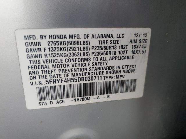 Photo 12 VIN: 5FNYF4H55DB030711 - HONDA PILOT EXL 