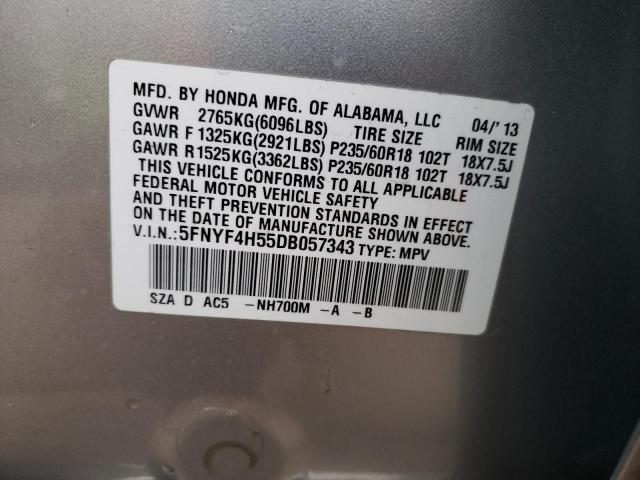 Photo 12 VIN: 5FNYF4H55DB057343 - HONDA PILOT EXL 