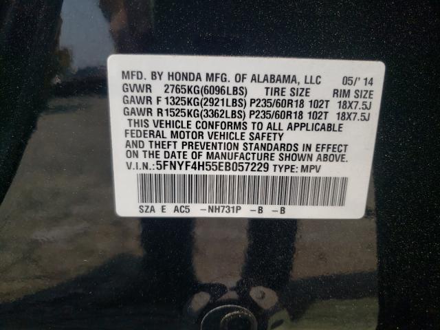 Photo 9 VIN: 5FNYF4H55EB057229 - HONDA PILOT EXL 