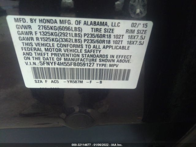 Photo 8 VIN: 5FNYF4H55FB059127 - HONDA PILOT 