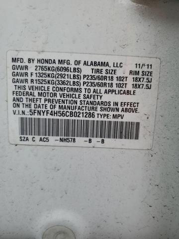 Photo 9 VIN: 5FNYF4H56CB021286 - HONDA PILOT EXL 