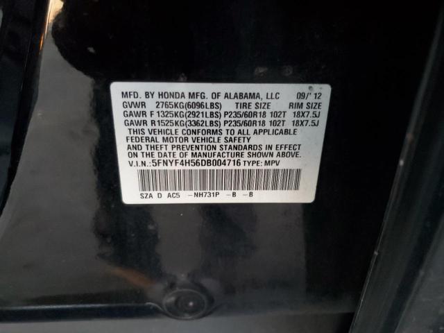 Photo 12 VIN: 5FNYF4H56DB004716 - HONDA PILOT EXL 