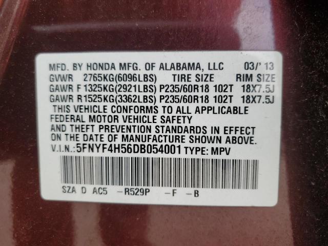 Photo 12 VIN: 5FNYF4H56DB054001 - HONDA PILOT 